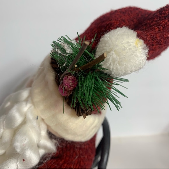 Vintage Santa in rocking chair decoration. Approx. 11”H Santa in cute red outfit - Picture 7 of 13